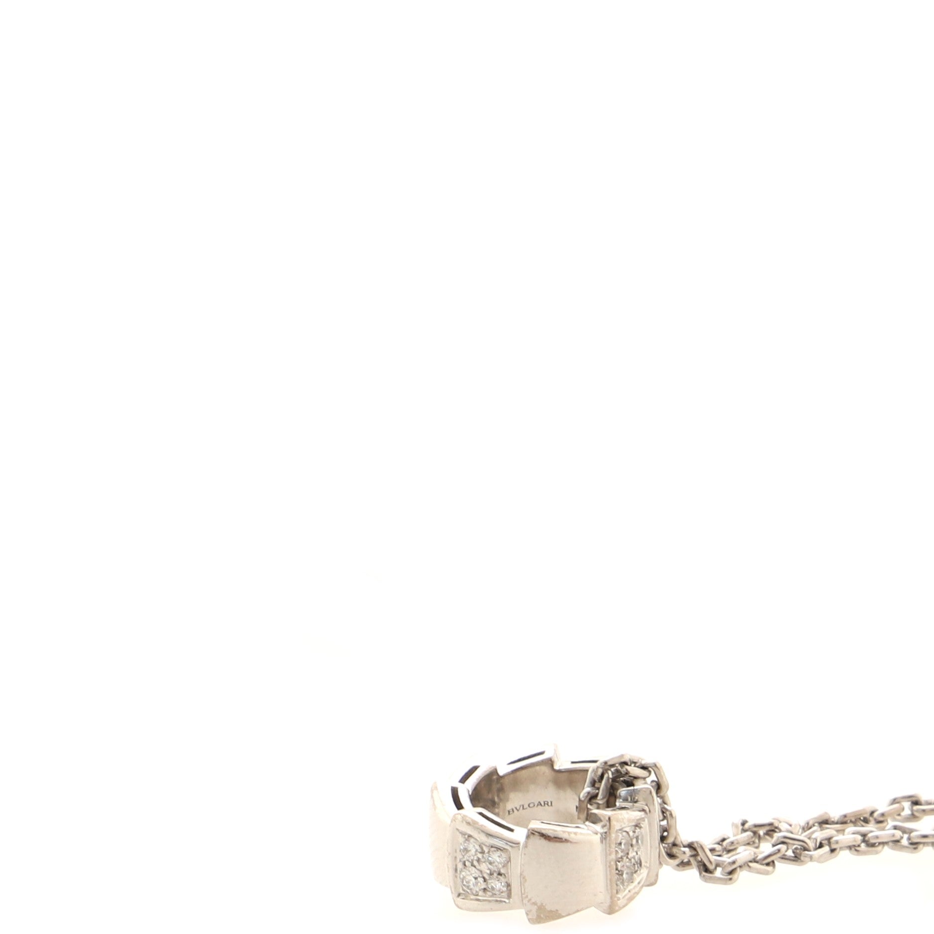 Serpenti Viper Pendant Necklace 18K White Gold with Pave Diamonds