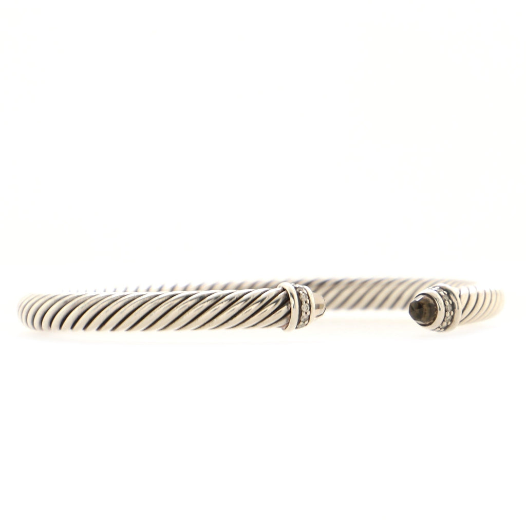 Cable Classic Bracelet Sterling Silver with Smoky Quartz and Diamonds 5mm