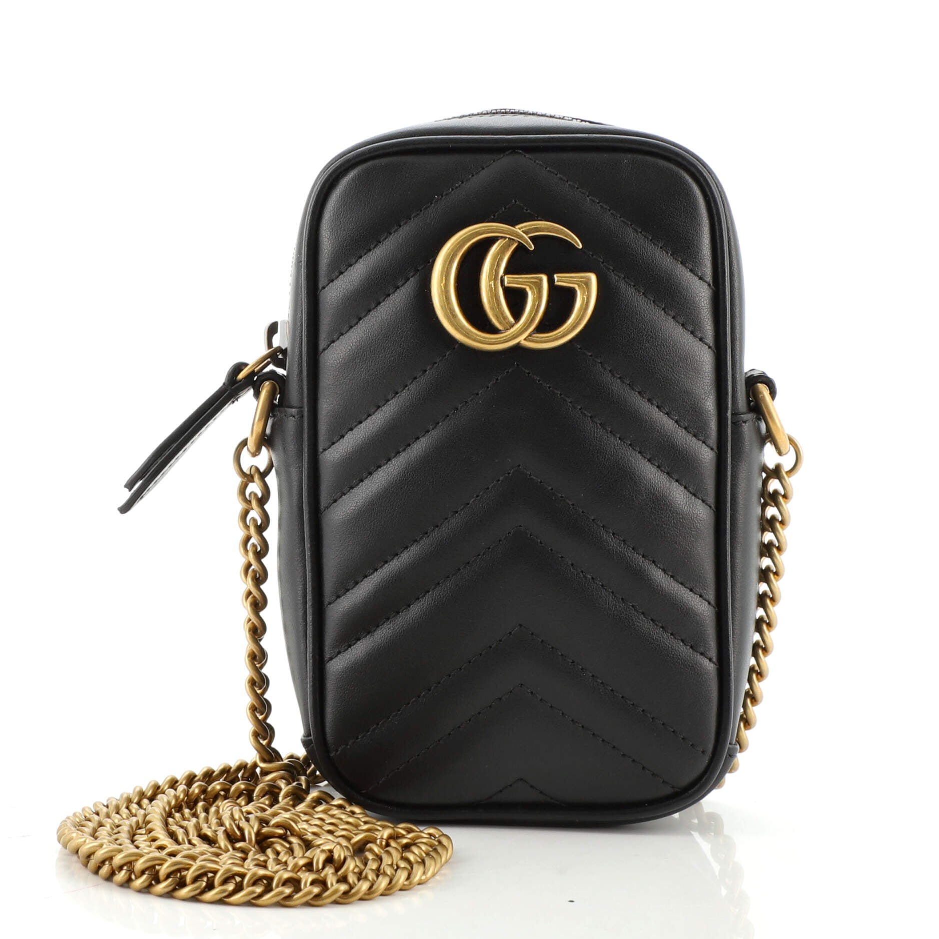 GG Marmont Vertical Phone Crossbody Bag Matelasse Leather Mini