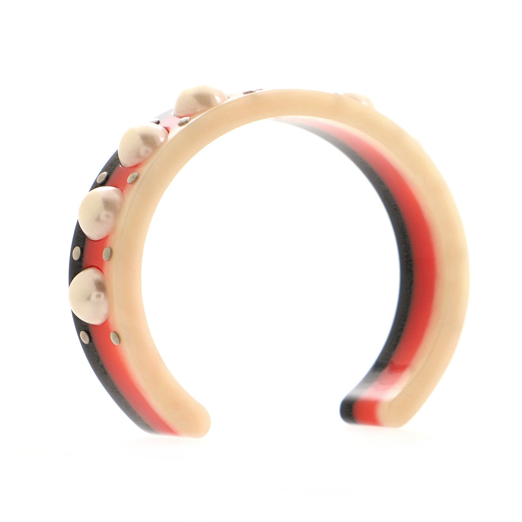 Bee Web Cuff Bracelet Studded Resin and Faux Pearls