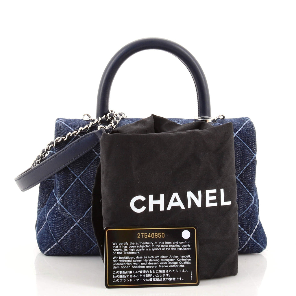 Coco Top Handle Bag Quilted Denim Mini