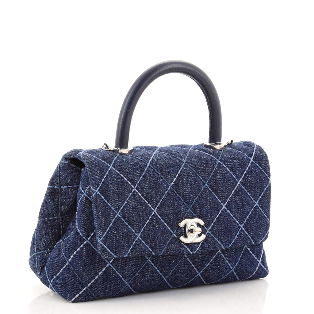 Coco Top Handle Bag Quilted Denim Mini