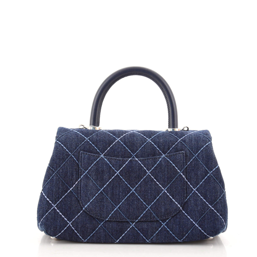 Coco Top Handle Bag Quilted Denim Mini