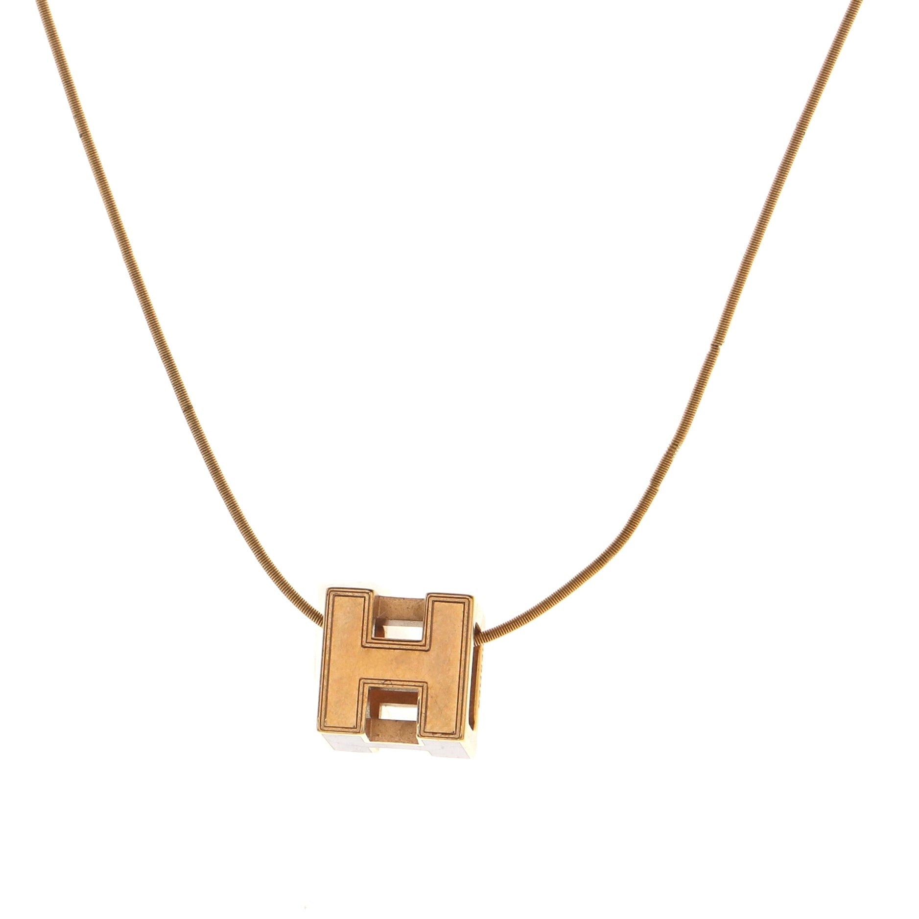 Cage d'H Pendant Necklace Metal with Enamel