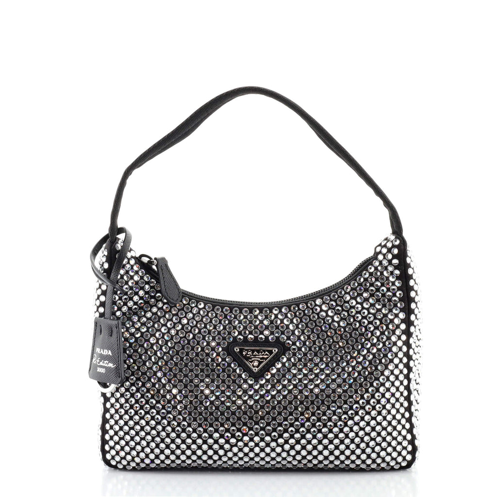 Re-Edition 2000 Hobo Crystal Embellished Satin Mini