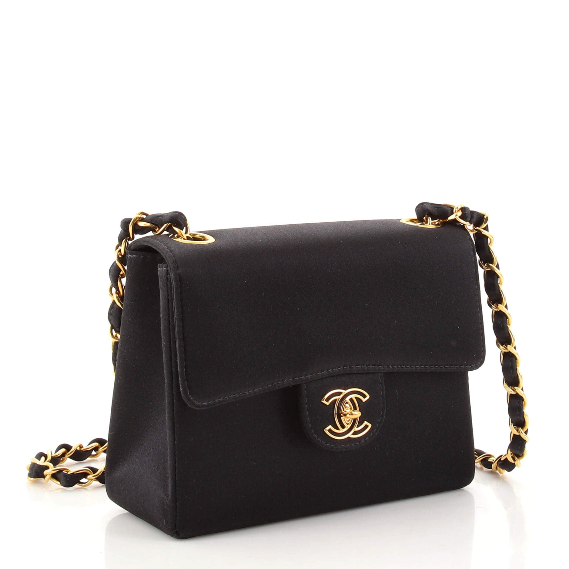 Vintage Square Flap Bag Satin Mini