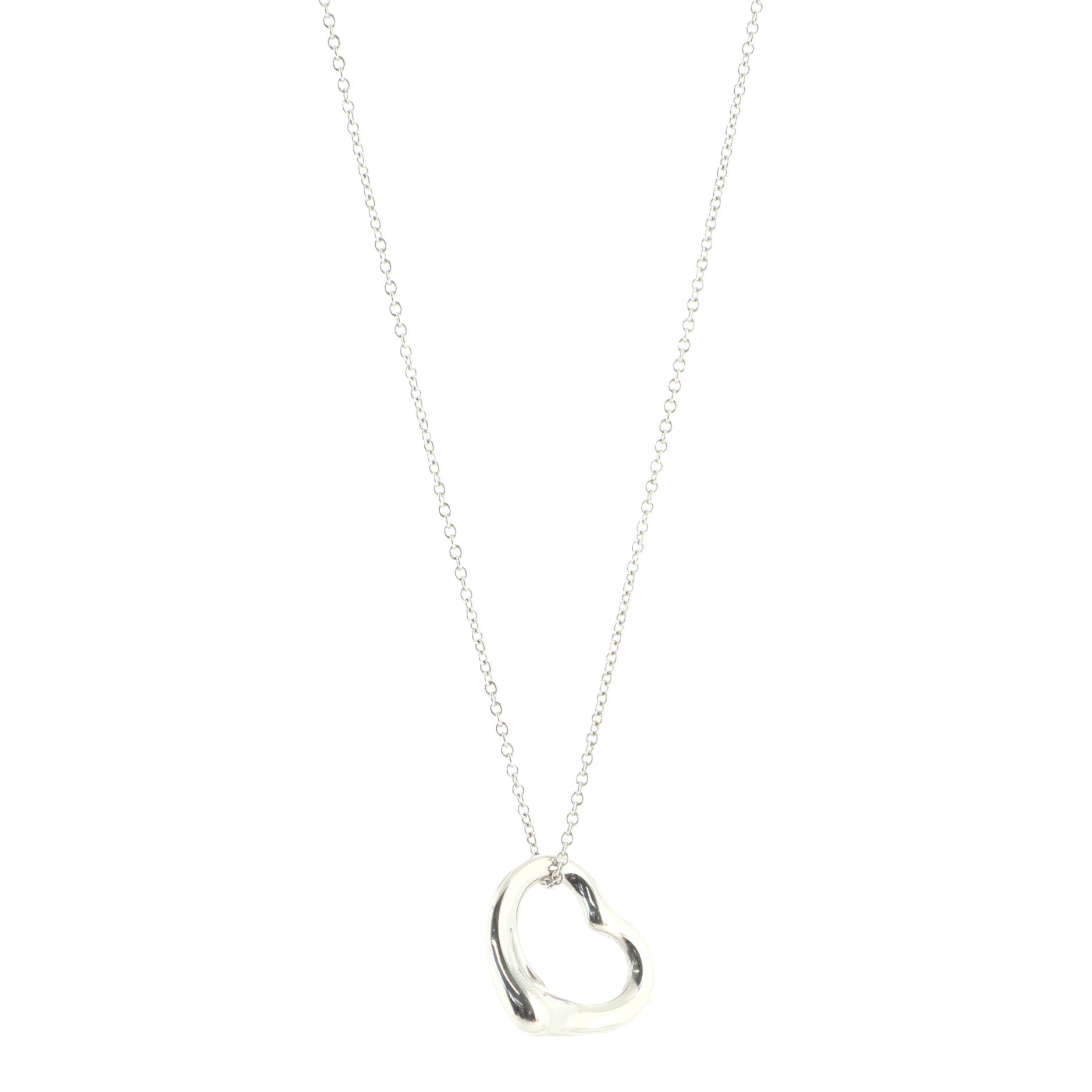 Elsa Peretti Open Heart Pendant Necklace Sterling Silver 16mm