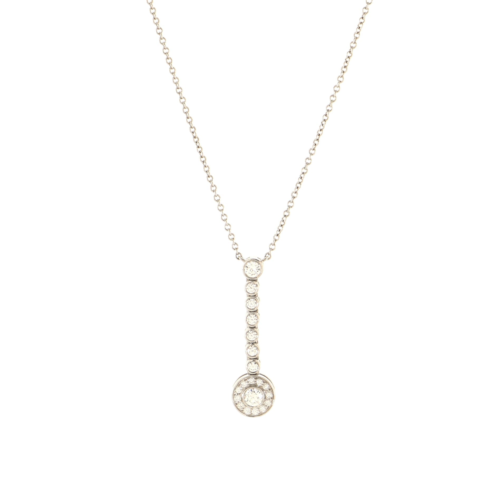 Circlet Pendant Necklace Platinum with Diamonds Long