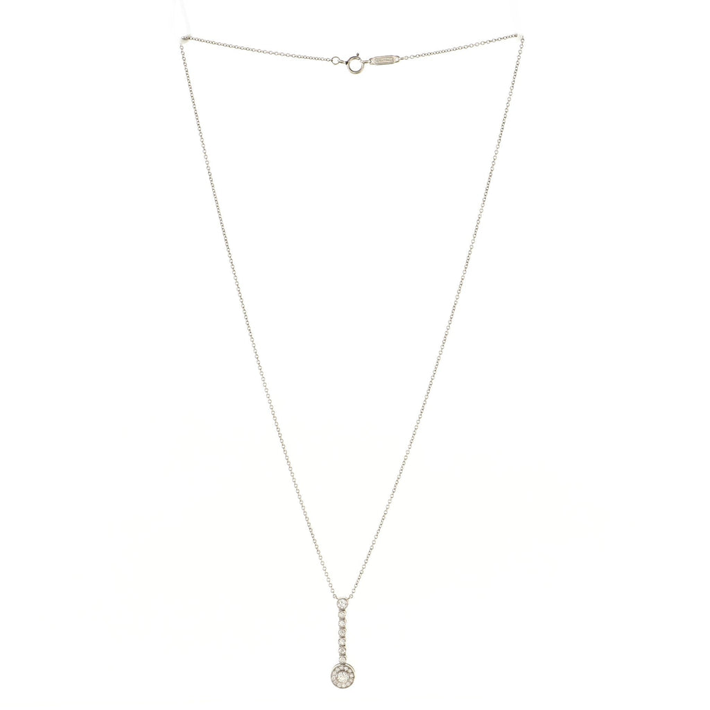 Circlet Pendant Necklace Platinum with Diamonds Long