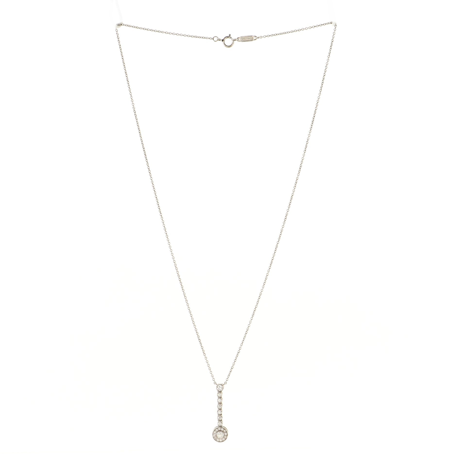 Circlet Pendant Necklace Platinum with Diamonds Long