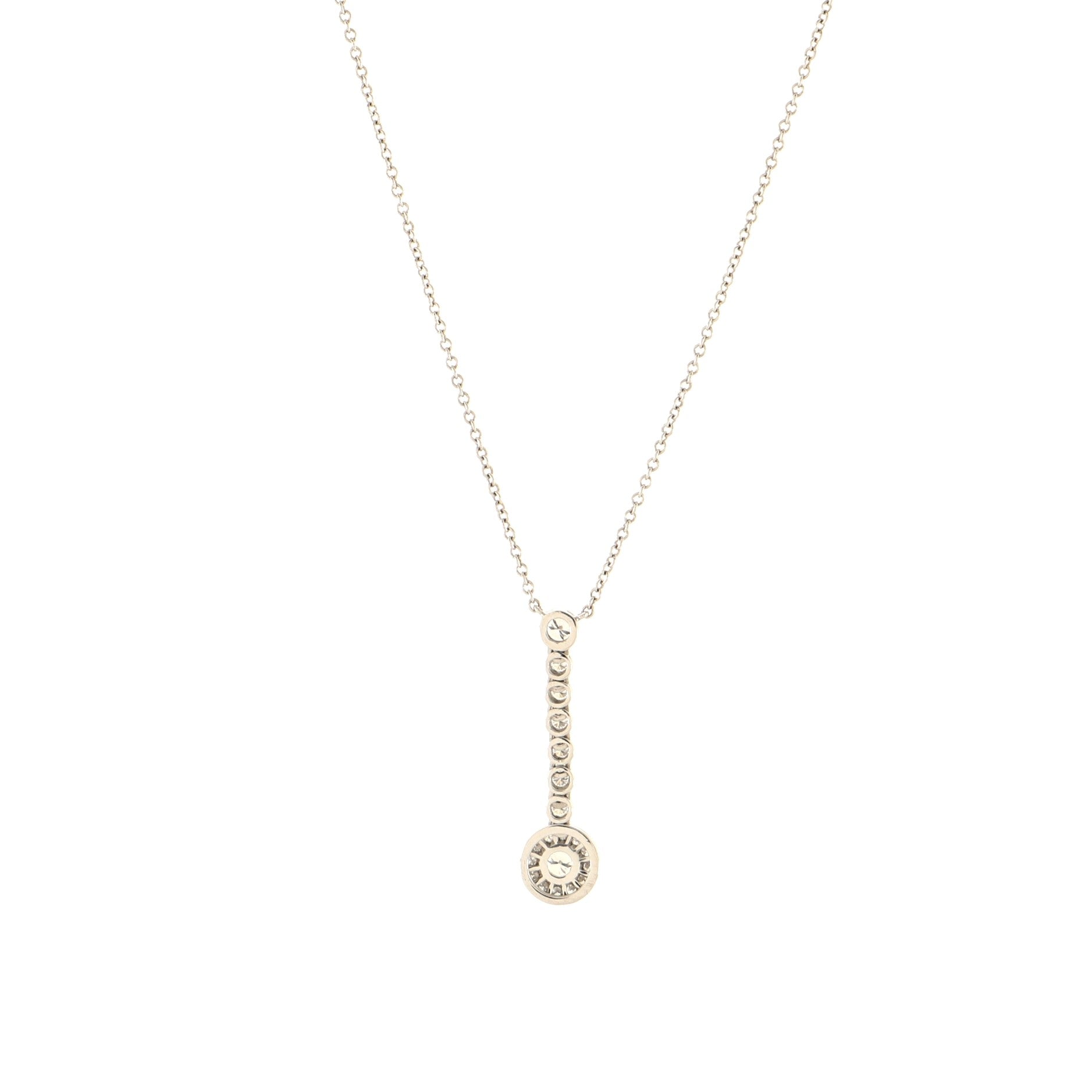 Circlet Pendant Necklace Platinum with Diamonds Long