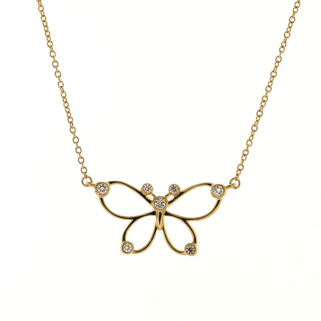 Butterfly Pendant Necklace 18K Yellow Gold with Diamonds