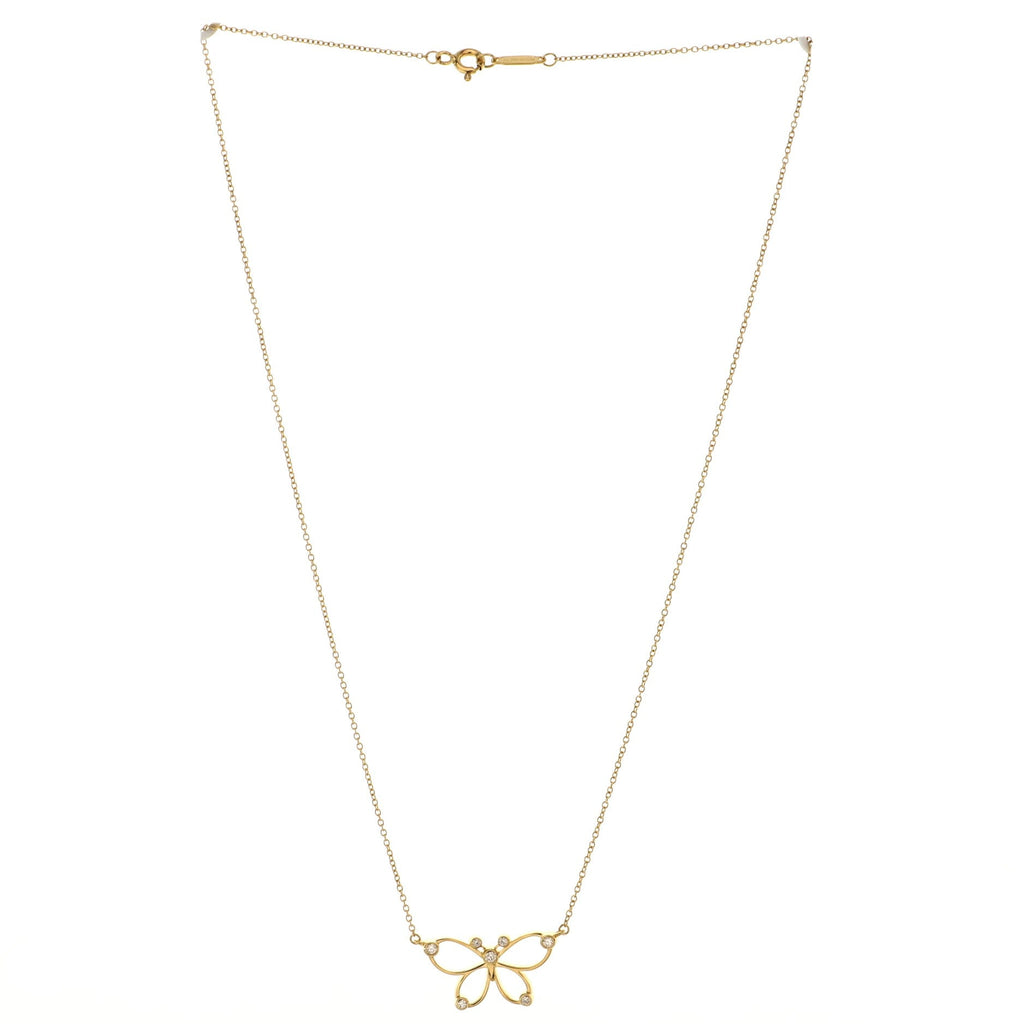 Butterfly Pendant Necklace 18K Yellow Gold with Diamonds