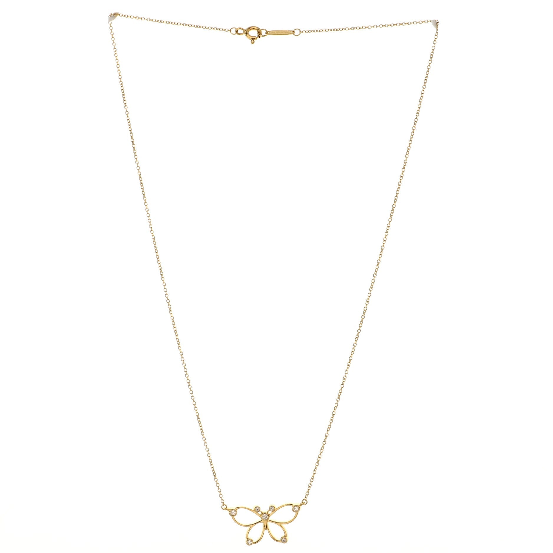 Butterfly Pendant Necklace 18K Yellow Gold with Diamonds