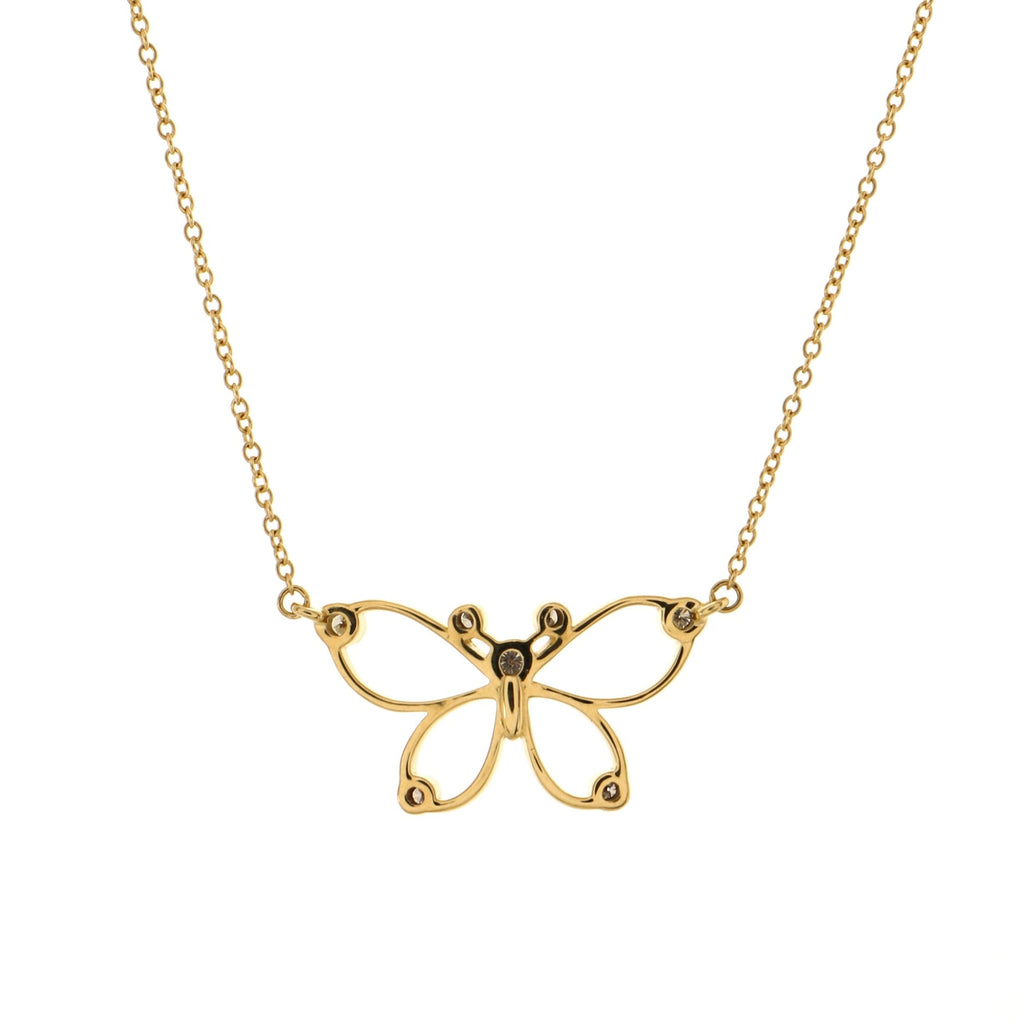 Butterfly Pendant Necklace 18K Yellow Gold with Diamonds