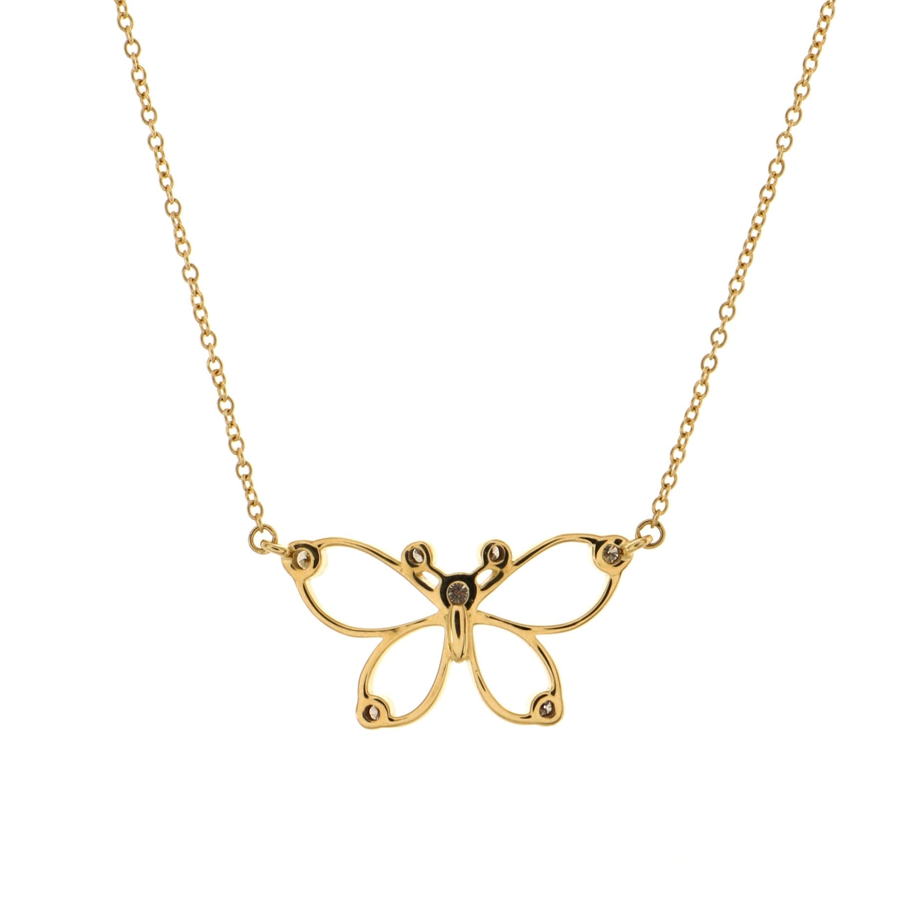 Butterfly Pendant Necklace 18K Yellow Gold with Diamonds