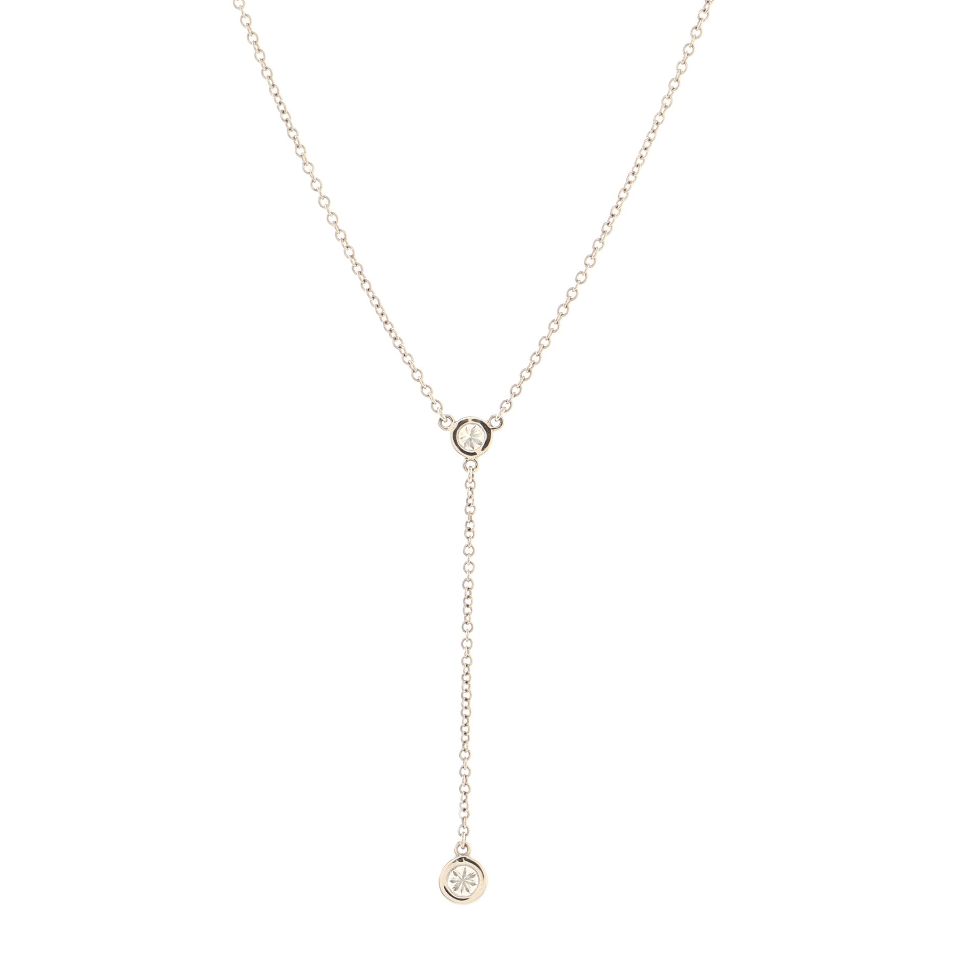 Elsa Peretti Diamonds By The Yard Lariat Necklace Platinum with Diamonds .19CT