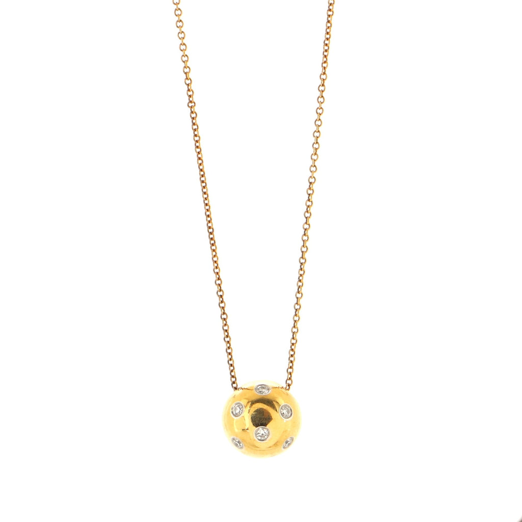 Dots Ball Pendant Necklace 18K Yellow Gold with Diamonds