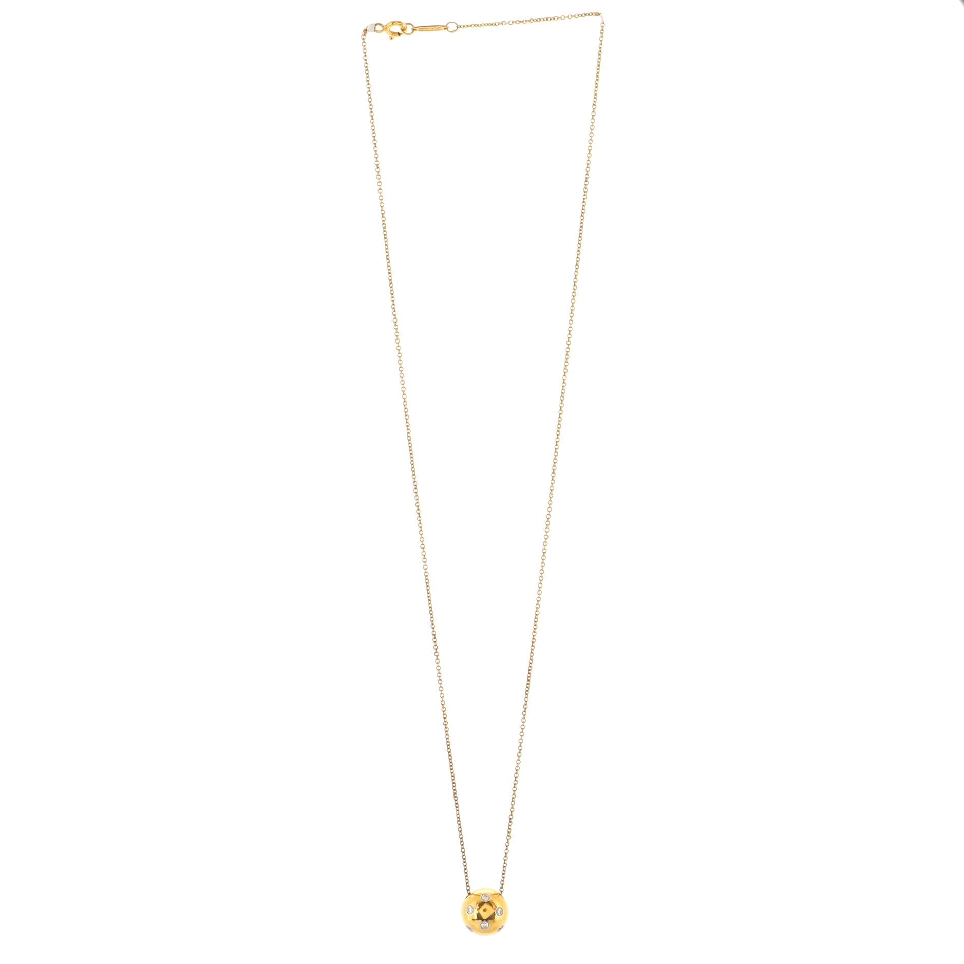 Dots Ball Pendant Necklace 18K Yellow Gold with Diamonds