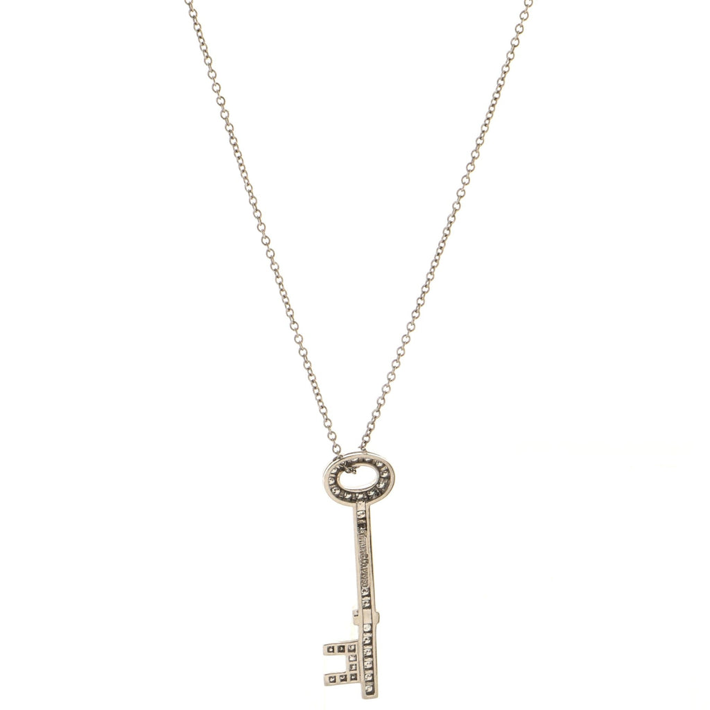 Oval Key Pendant Necklace Platinum and Diamonds