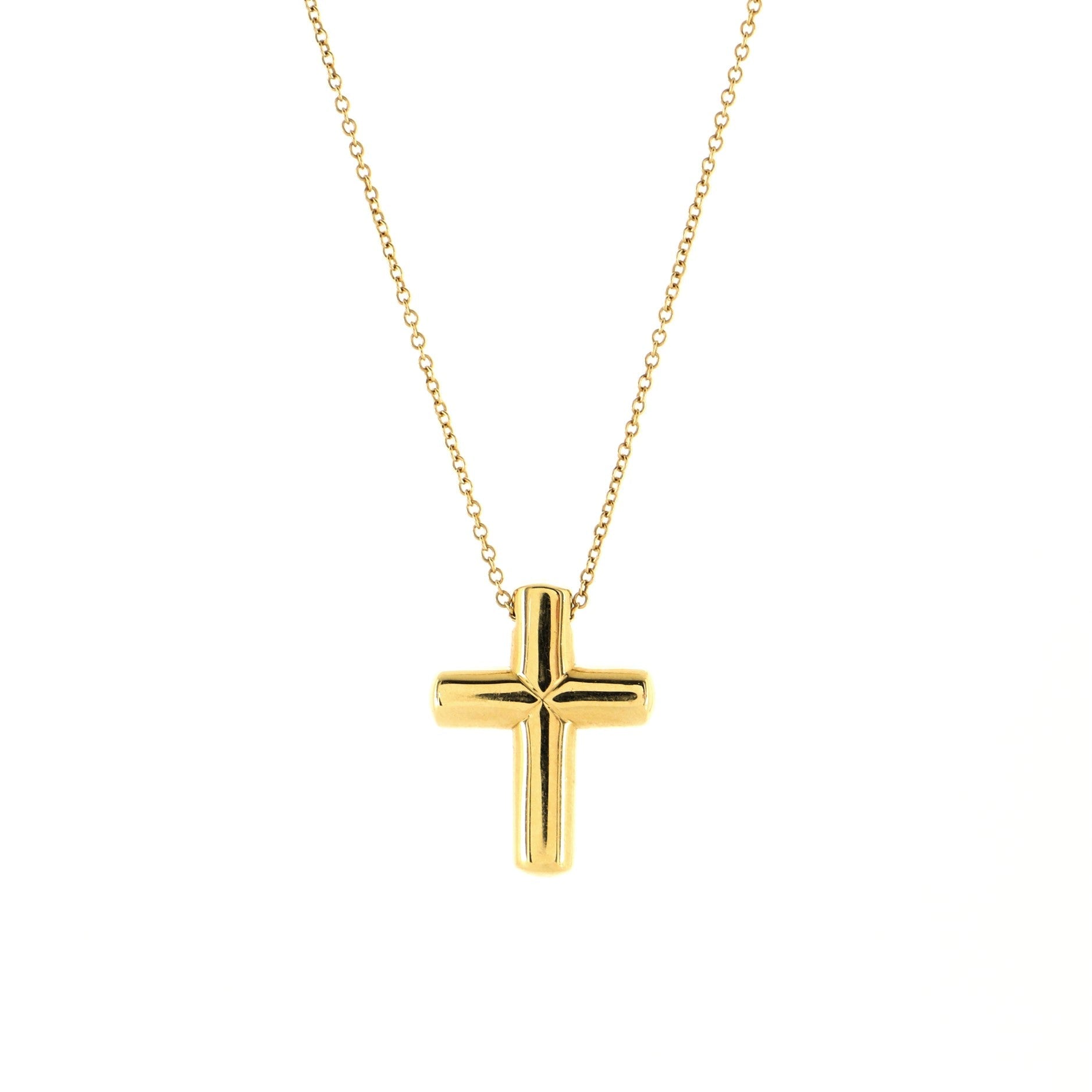 Dots Cross Pendant Necklace 18K Yellow Gold with Diamonds