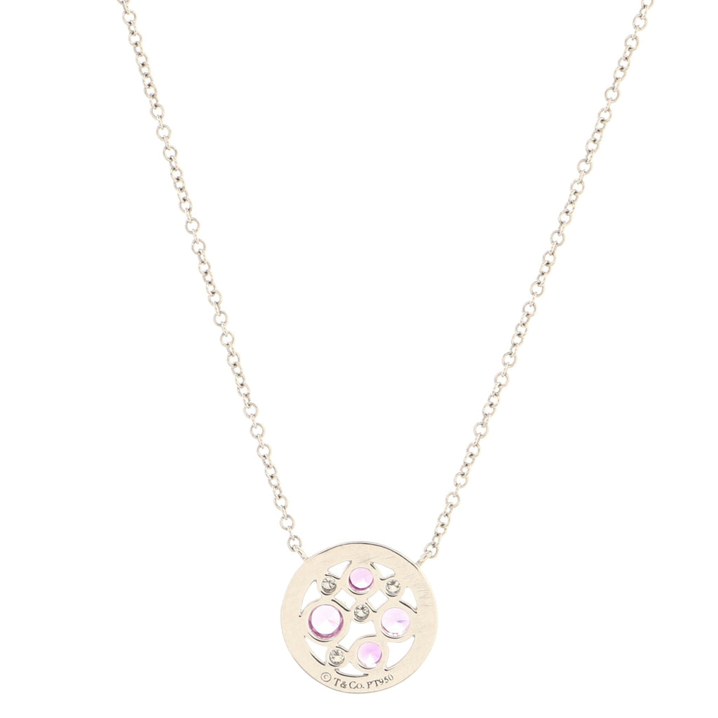 Cobblestone Pendant Necklace Platinum with Diamonds and Pink Sapphires