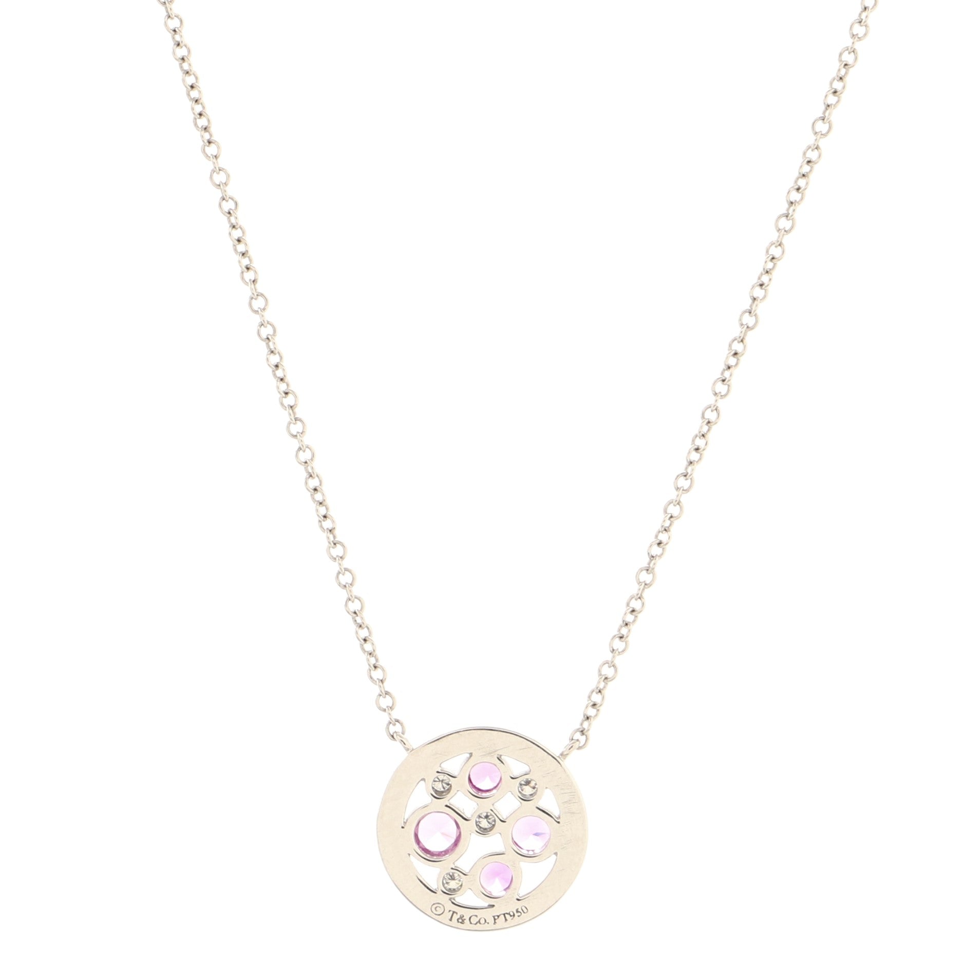 Cobblestone Pendant Necklace Platinum with Diamonds and Pink Sapphires