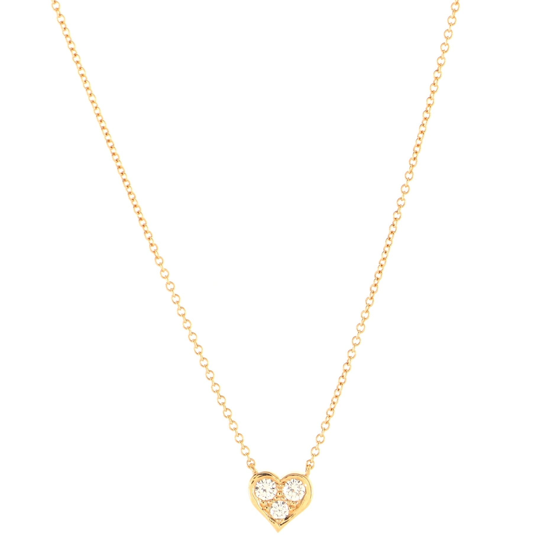 Heart 3 Diamond Pendant Necklace 18K Rose Gold with Diamonds