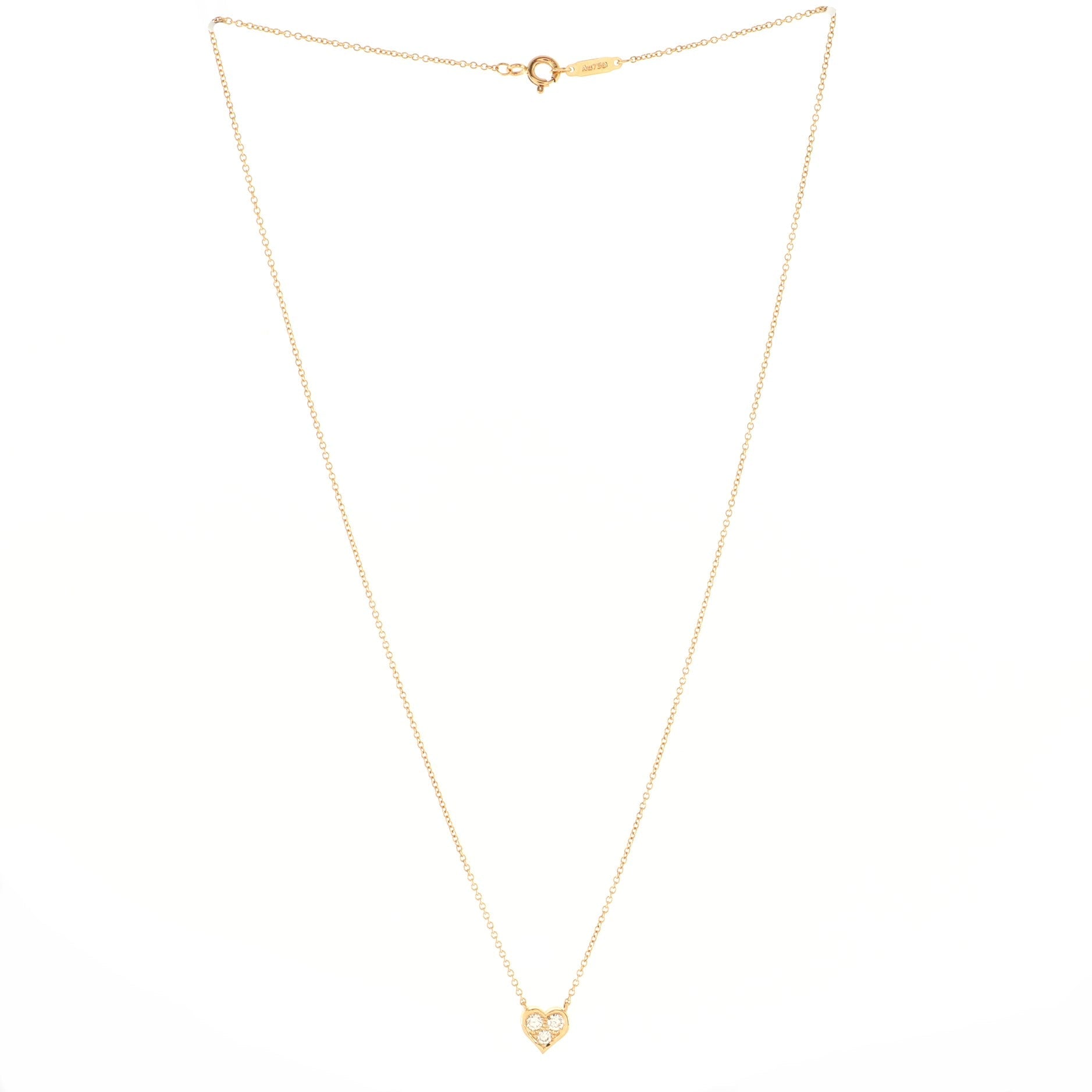 Heart 3 Diamond Pendant Necklace 18K Rose Gold with Diamonds