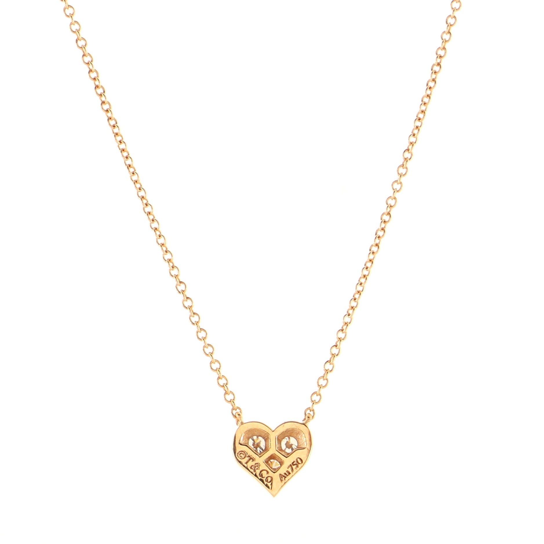 Heart 3 Diamond Pendant Necklace 18K Rose Gold with Diamonds