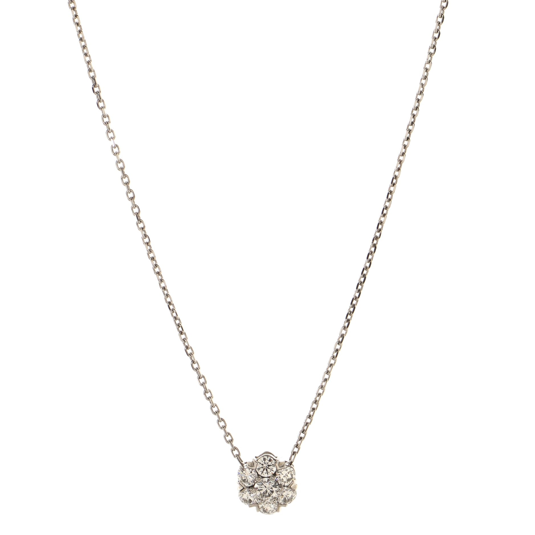 Fleurette Pendant Necklace 18K White Gold and Diamond Large