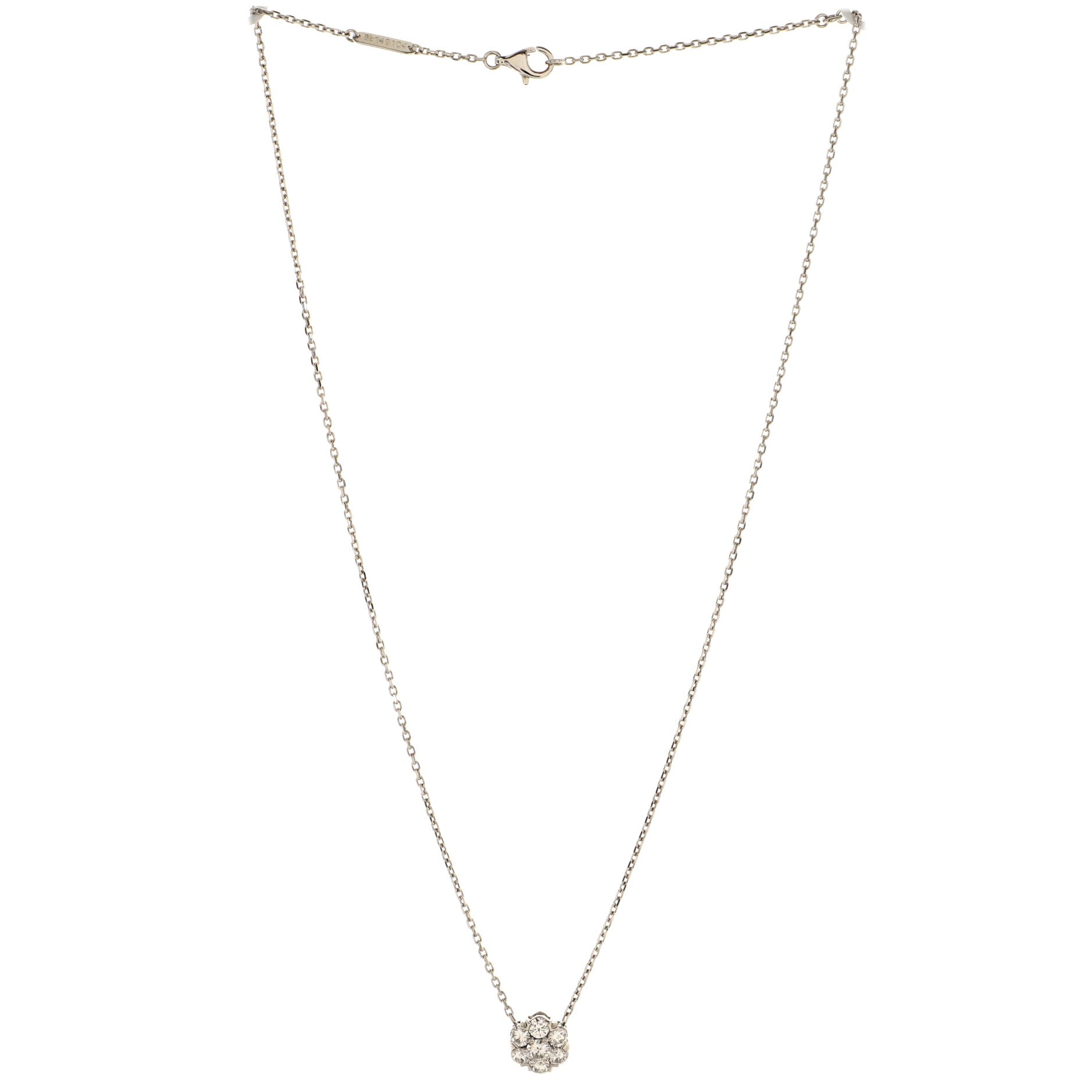 Fleurette Pendant Necklace 18K White Gold and Diamond Large
