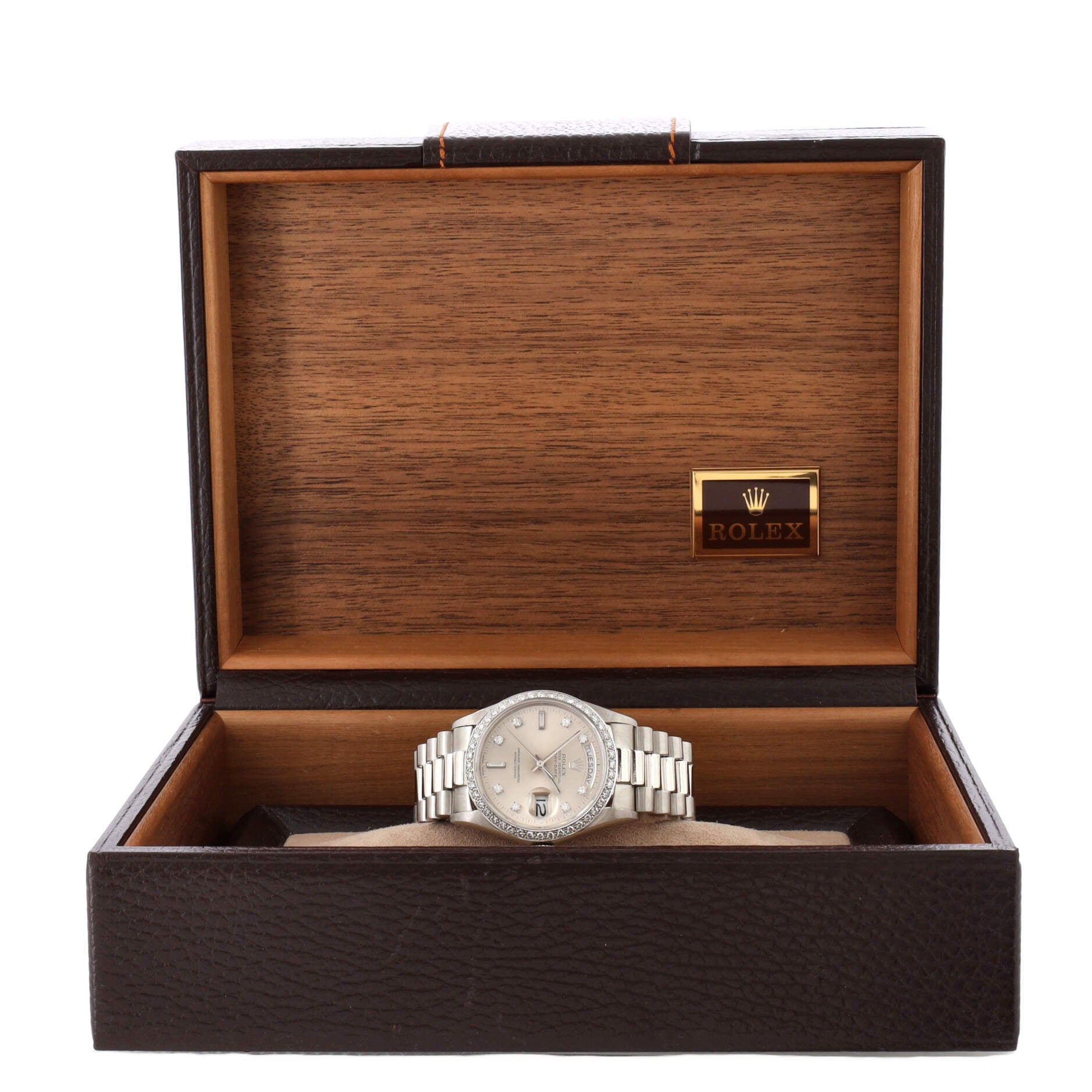 Oyster Perpetual President Day-Date Automatic Watch Platinum with Diamond Bezel and Round and Baguette Diamond Markers 36