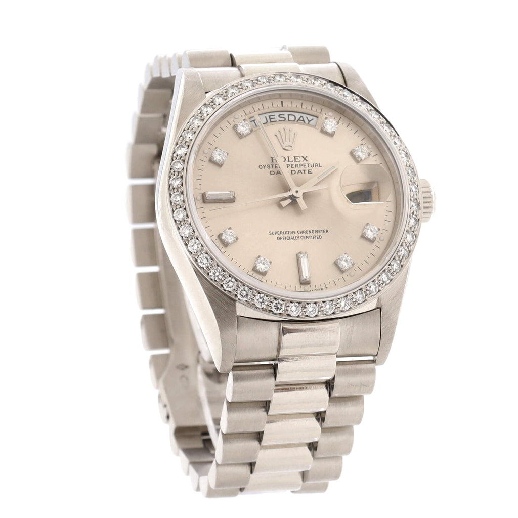 Oyster Perpetual President Day-Date Automatic Watch Platinum with Diamond Bezel and Round and Baguette Diamond Markers 36