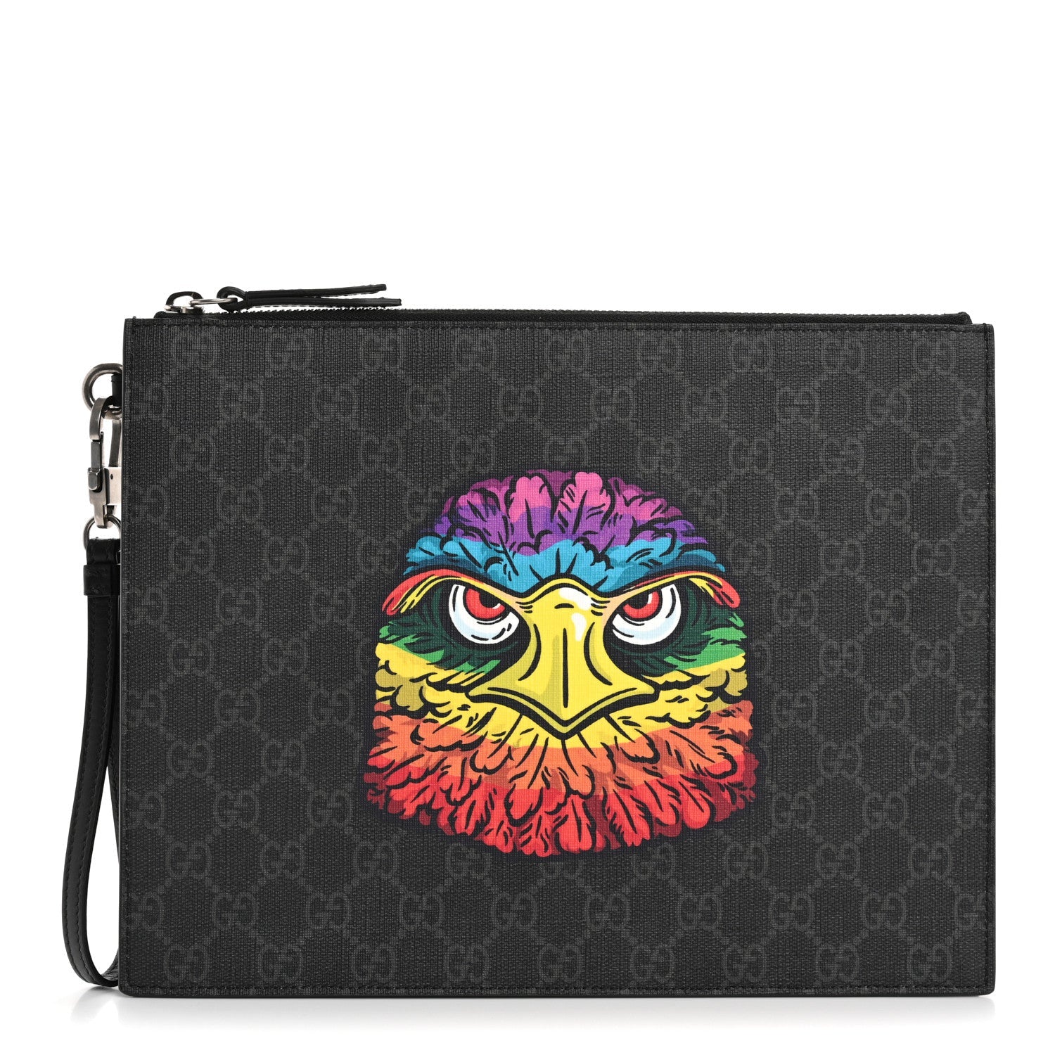 GG Supreme Monogram Rainbow Eagle Documents Holder Black Grey Multicolor