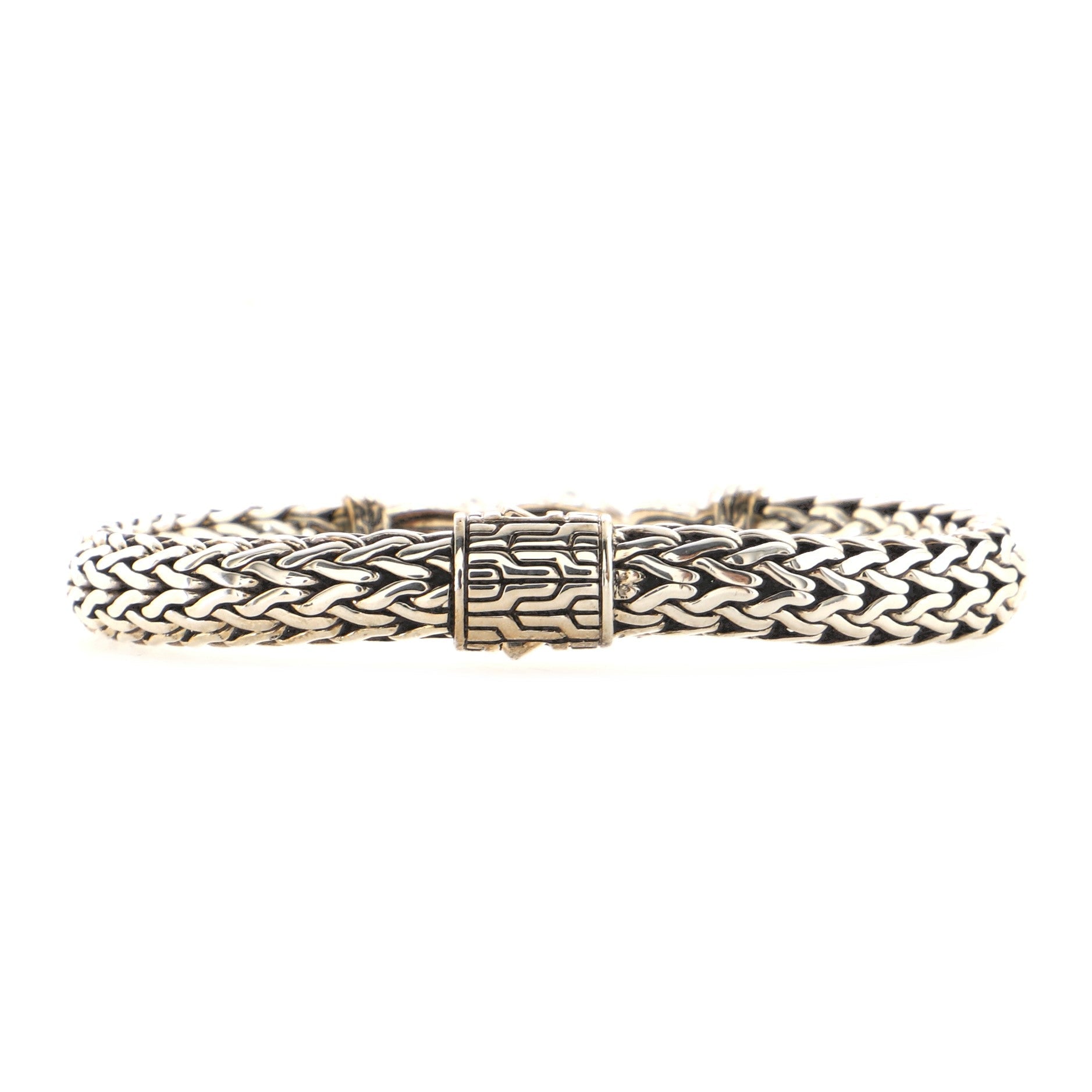 Classic Chain Bracelet Sterling Silver with 18K Yellow Gold, Black Sapphire, Spinel and Hematite 7mm
