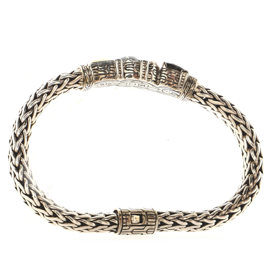 Classic Chain Bracelet Sterling Silver with 18K Yellow Gold, Black Sapphire, Spinel and Hematite 7mm