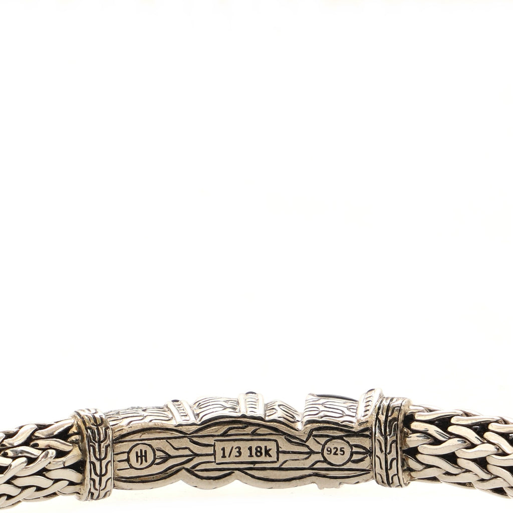 Classic Chain Bracelet Sterling Silver with 18K Yellow Gold, Black Sapphire, Spinel and Hematite 7mm