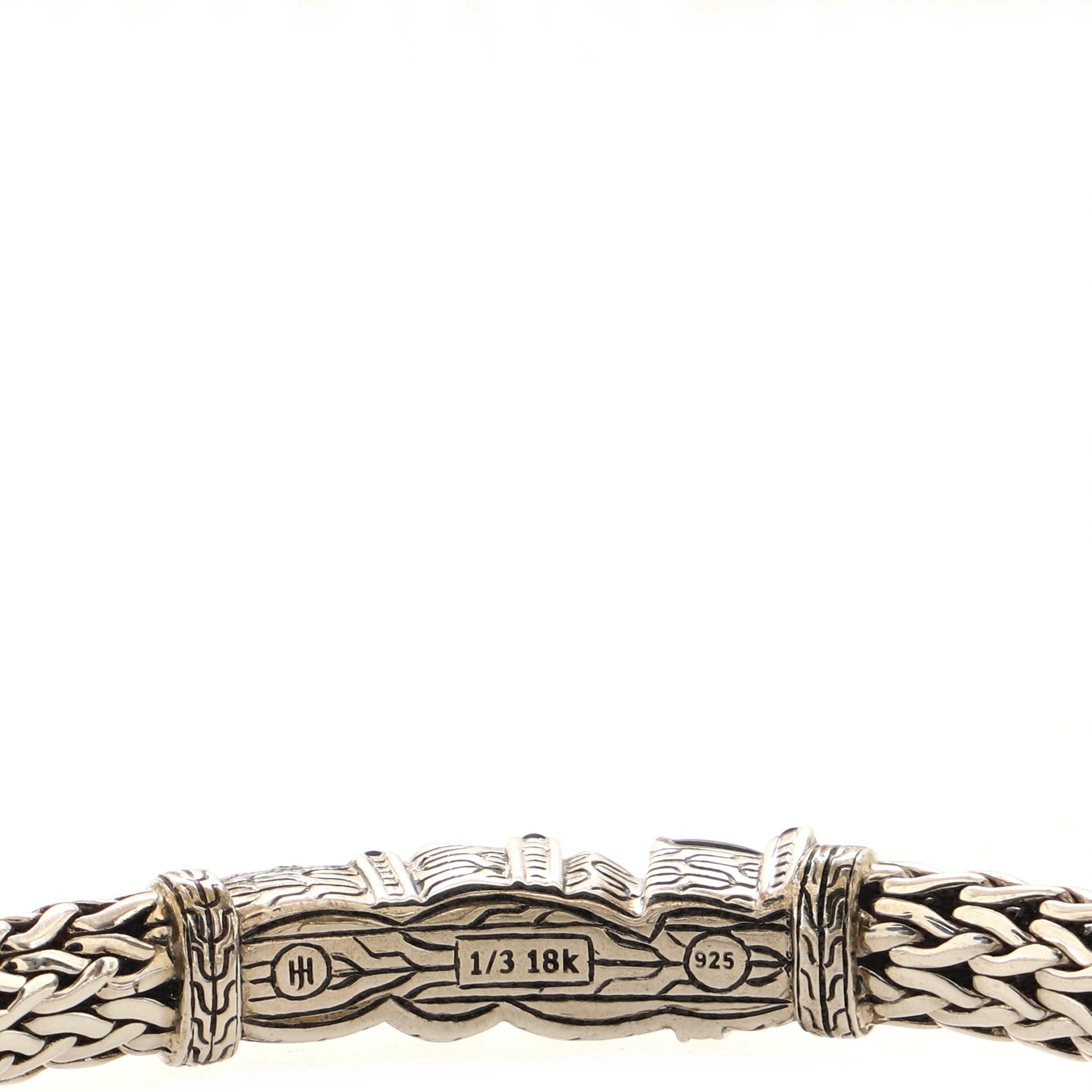 Classic Chain Bracelet Sterling Silver with 18K Yellow Gold, Black Sapphire, Spinel and Hematite 7mm