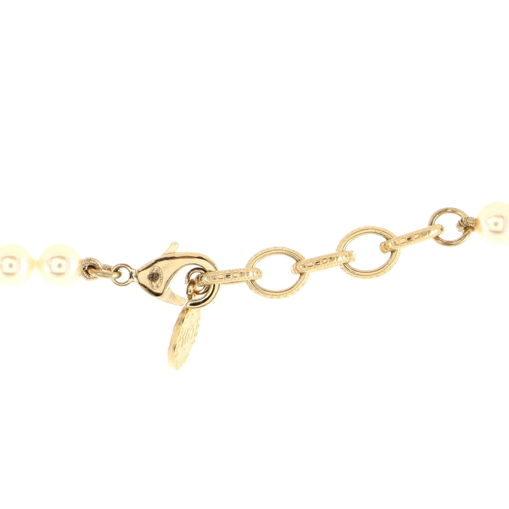 CC 100th Anniversary Short Necklace Metal with Faux Pearls and Crystals