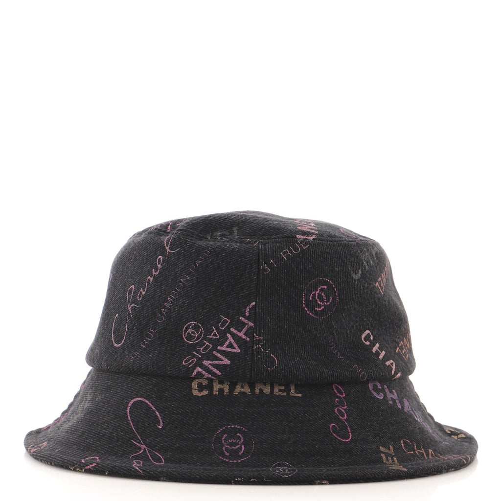 Denim Mood Bucket Hat Logo Printed Denim Medium
