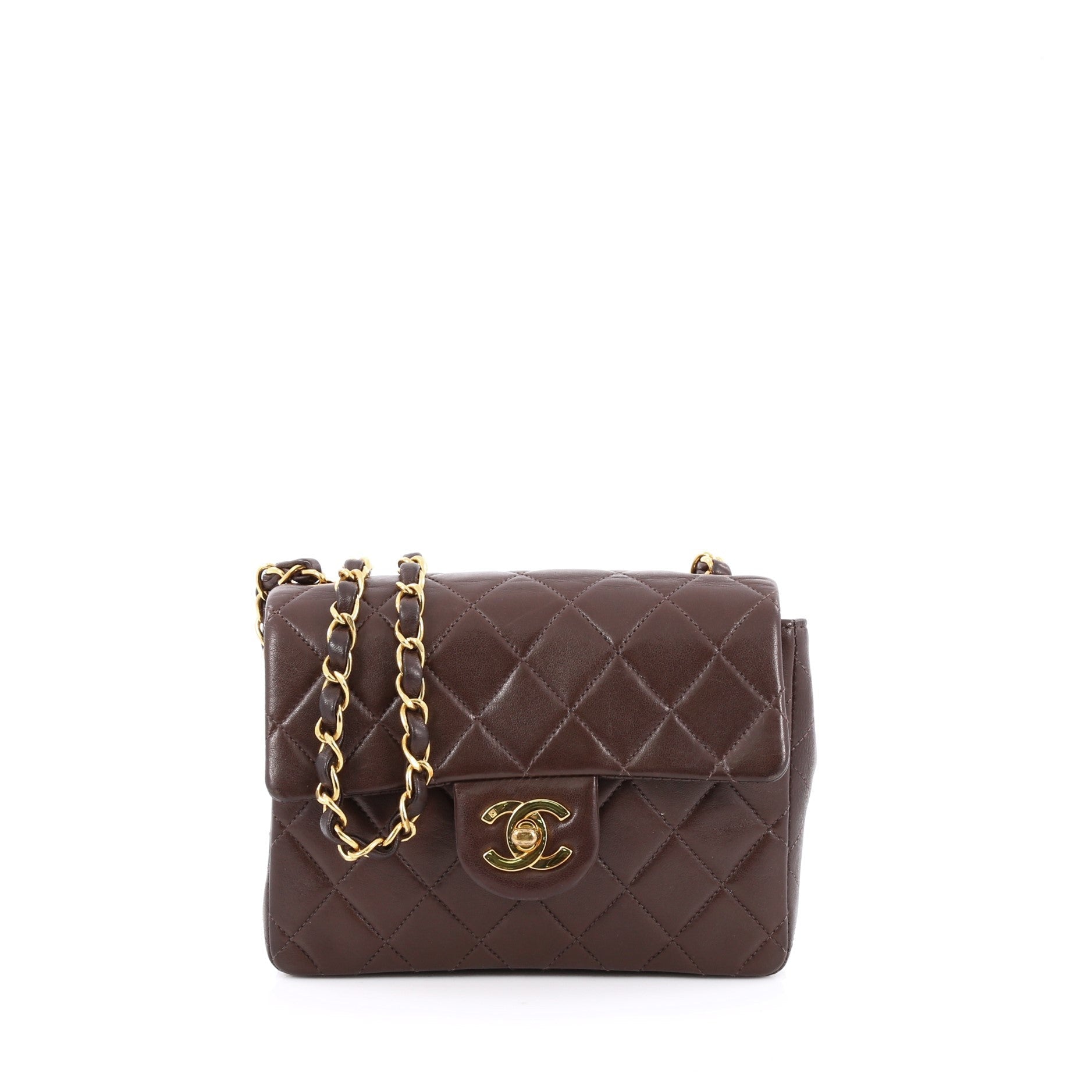 Vintage Square Classic Single Flap Bag Quilted Lambskin Mini