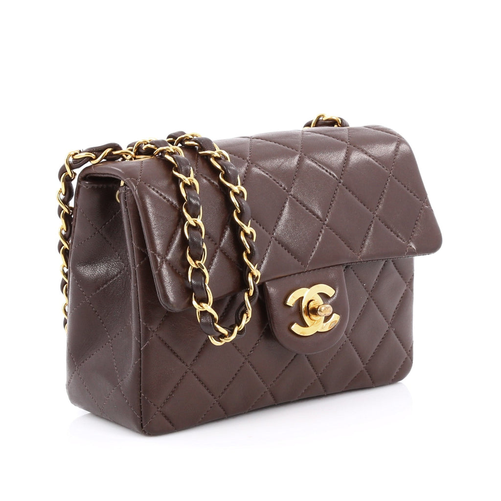 Vintage Square Classic Single Flap Bag Quilted Lambskin Mini