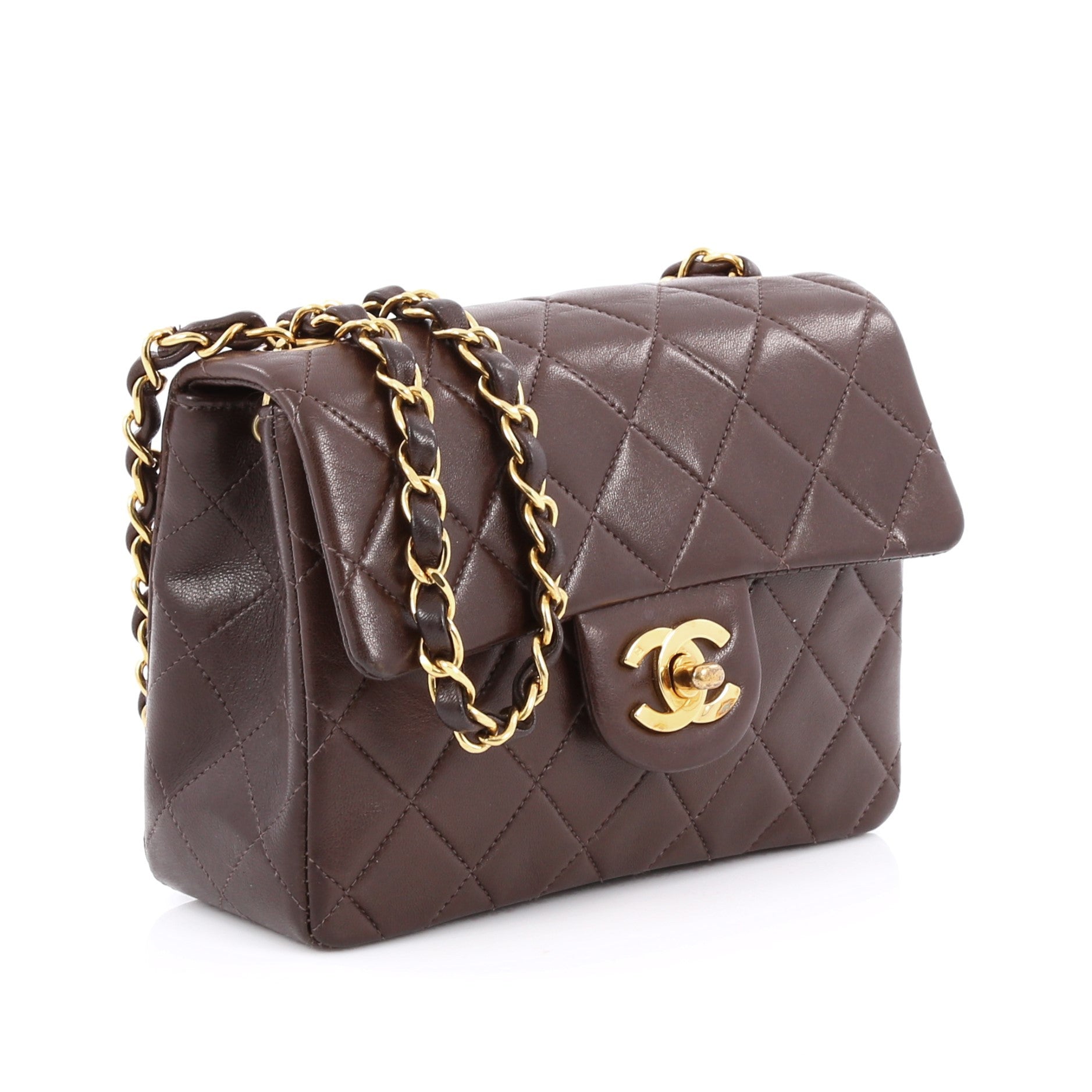 Vintage Square Classic Single Flap Bag Quilted Lambskin Mini