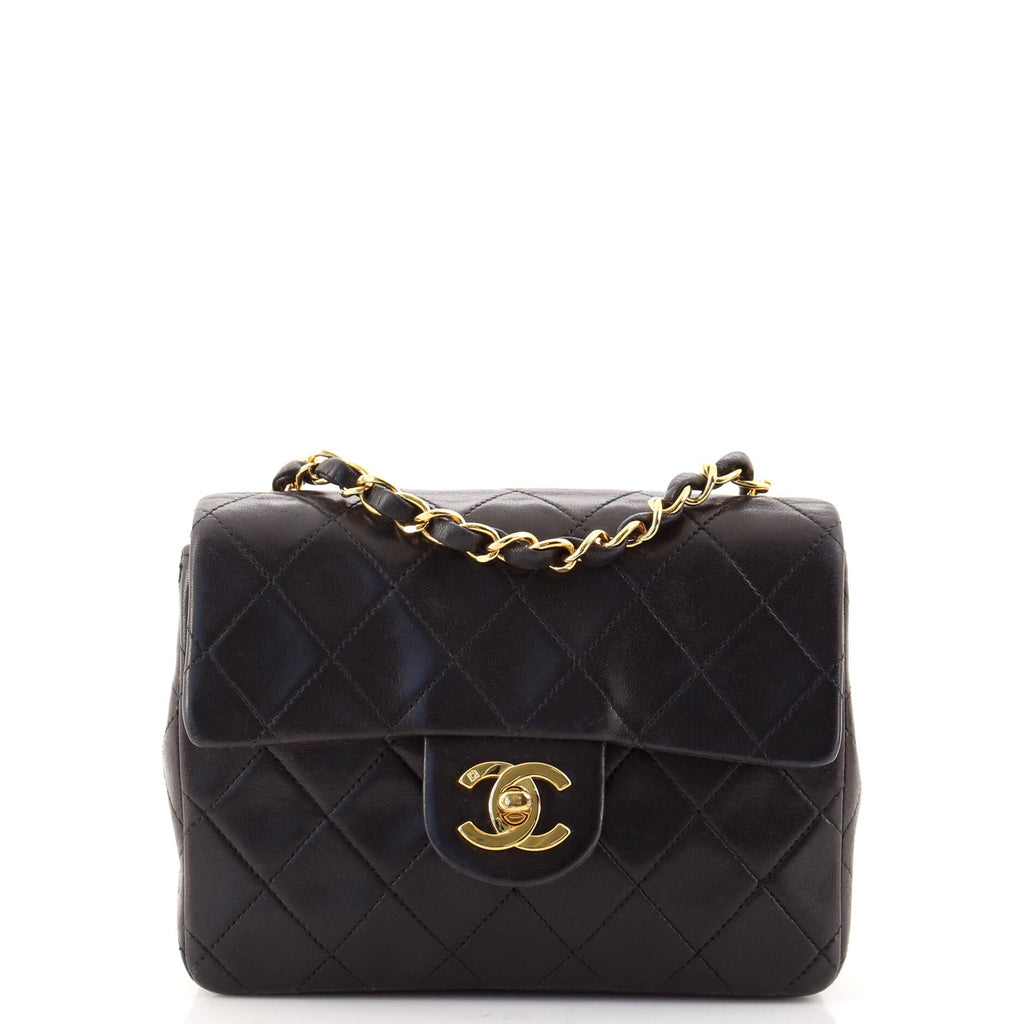 Vintage Square Classic Single Flap Bag Quilted Lambskin Mini