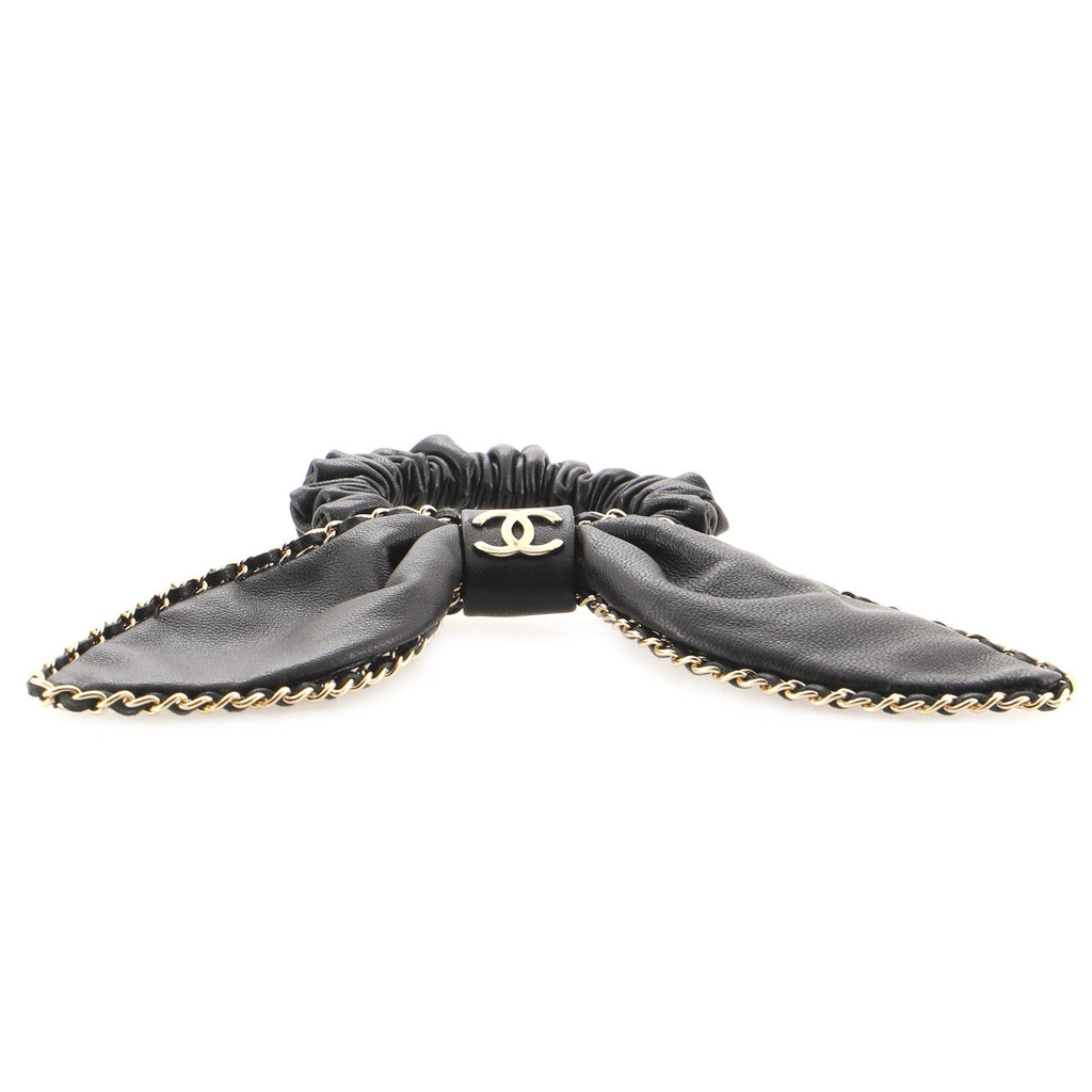 CC Chain Around Bow Scrunchie Lambskin XS