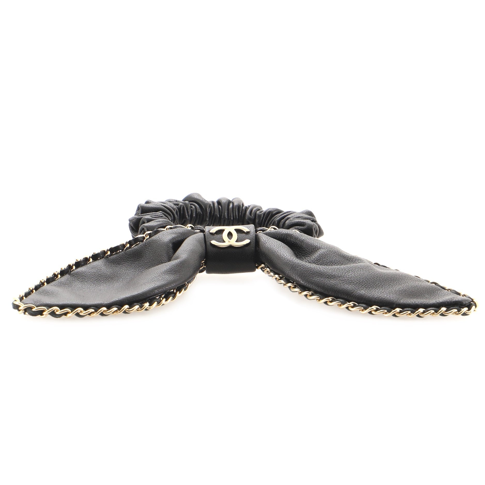 CC Chain Around Bow Scrunchie Lambskin XS