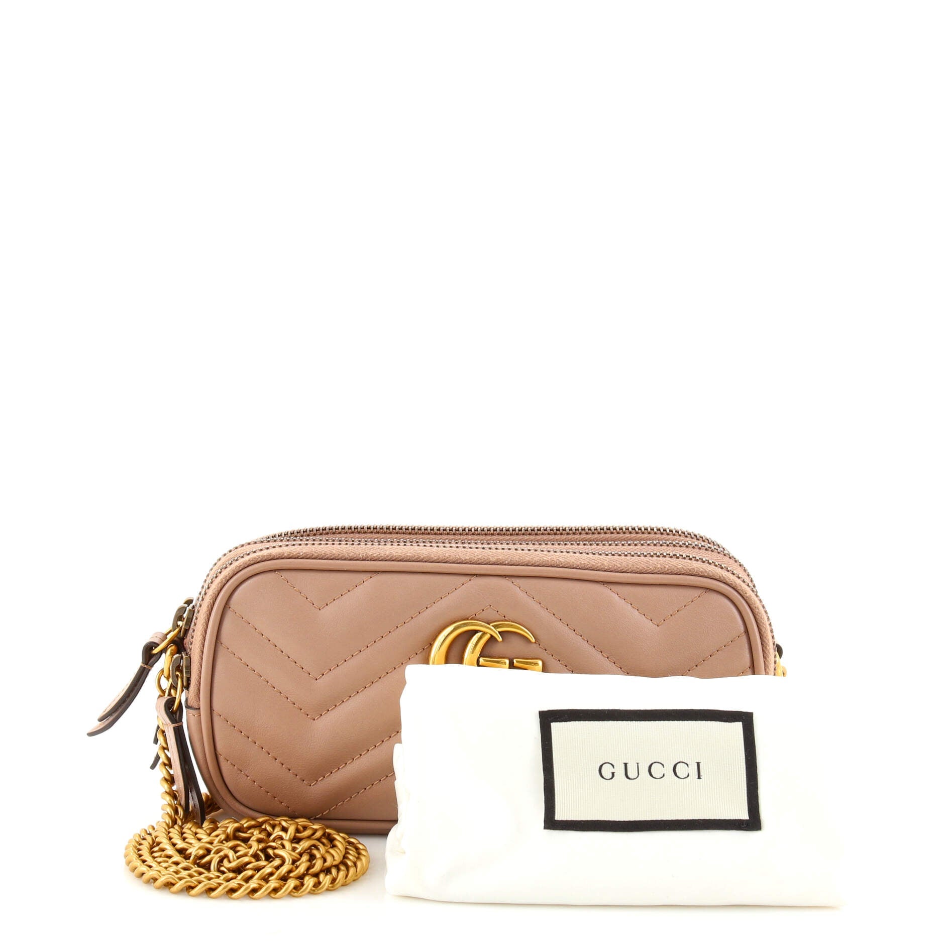 GG Marmont Triple Zip Chain Bag Matelasse Leather Mini