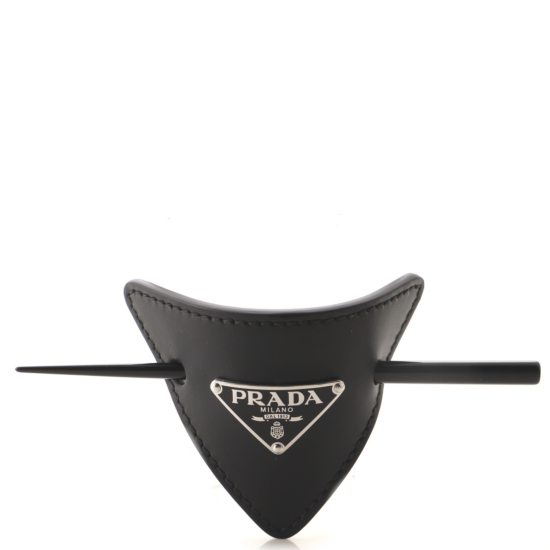 Logo Hair Pin Leather with Plexiglass XS