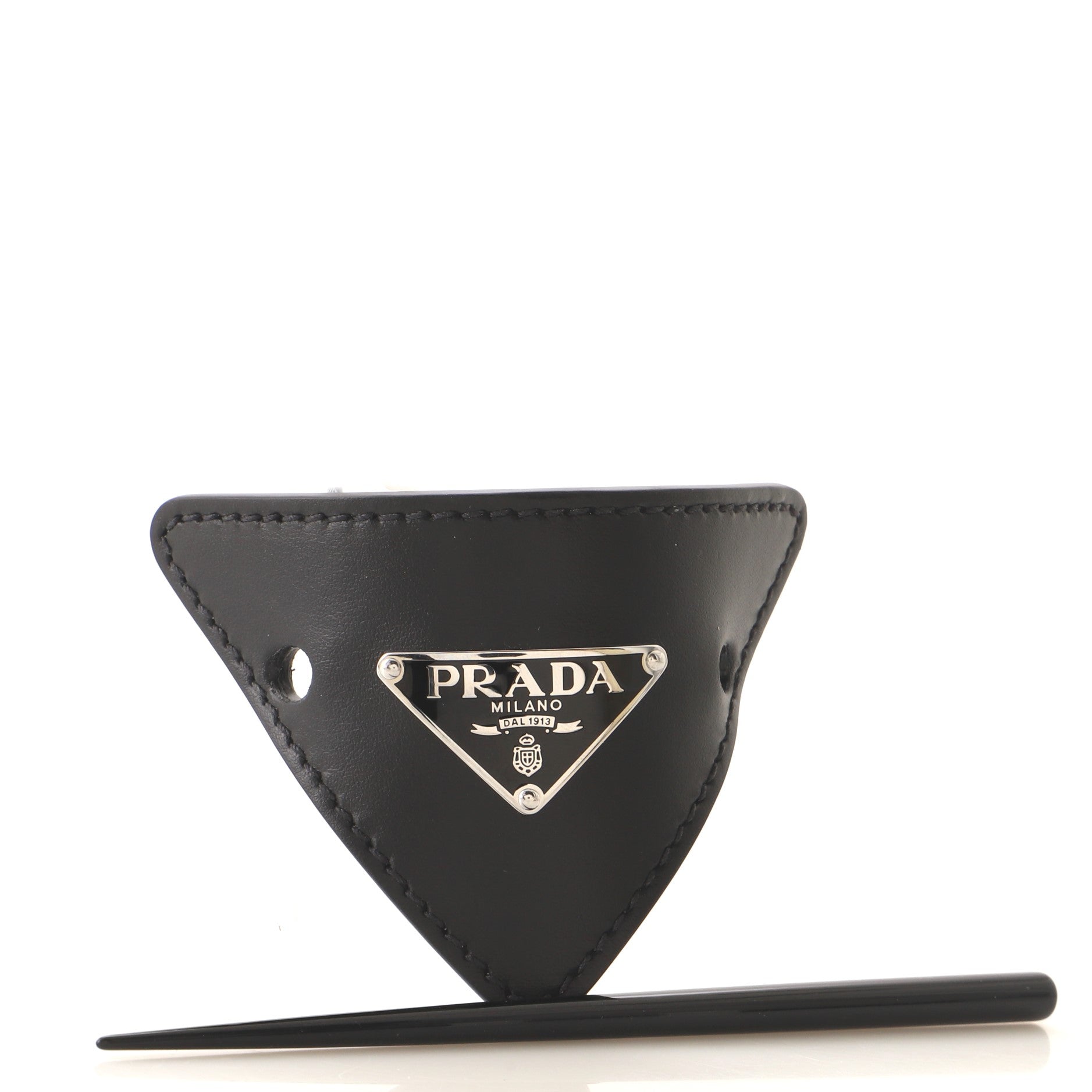 Logo Hair Pin Leather with Plexiglass XS